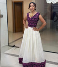 Habesha Kemis, Ethiopian Dress for Women, Handmade Traditional Cotton Dress with Purple Tibeb, Eritrean Cultural Gown
