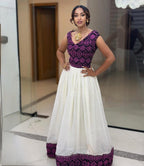 Habesha Kemis, Ethiopian Dress for Women, Handmade Traditional Cotton Dress with Purple Tibeb, Eritrean Cultural Gown