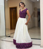 Habesha Kemis, Ethiopian Dress for Women, Handmade Traditional Cotton Dress with Purple Tibeb, Eritrean Cultural Gown