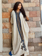 Cultural Habesha Fetil Kemis For Women, New Blue Tilf Embroidery Eritrean & Ethiopian Traditional Dress