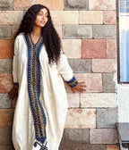 Cultural Habesha Fetil Kemis For Women, New Blue Tilf Embroidery Eritrean & Ethiopian Traditional Dress