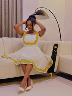 Cultural Habesha Fetil Kemis For Women, New yellow Tilet Eritrean & Ethiopian Traditional Dress