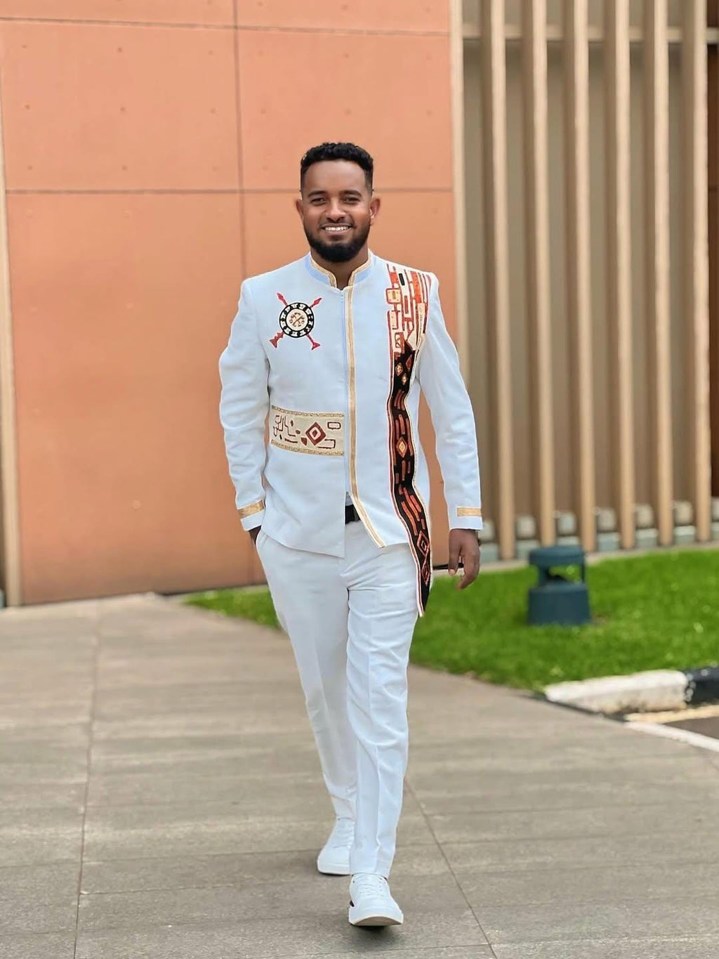 Men's Ethiopian and Eritrean Traditional Shirt, Habesha Cultural Clothing, Featuring Intricate "Tibeb" Embroidery
