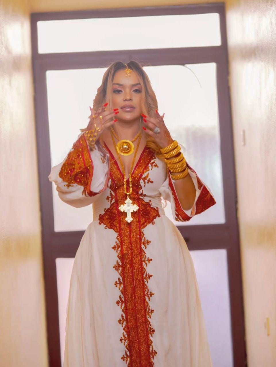 Cultural Habesha Kemis For Women, New Red Tilet Eritrean & Ethiopian Traditional Dress, Custom Made Wear
