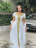 Cultural Habesha Kemis for Women yellow  Tilet Eritrean & Ethiopian Traditional Dress