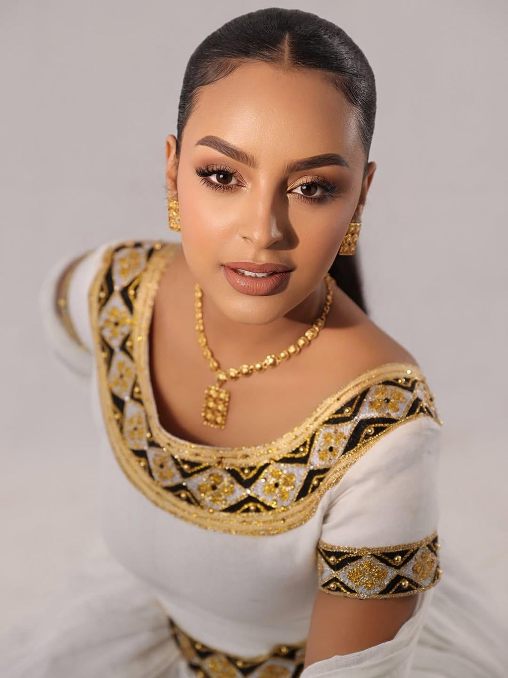 Cultural Habesha Kemis For Women, New Gold and Black Tilet Eritrean & Ethiopian Traditional Dress