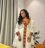 Cultural Habesha Fetil Kemis For Women, New red Tilet Eritrean & Ethiopian Traditional Dress