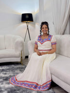 Cultural Habesha Kemis for Women purple ,   Tilet Eritrean & Ethiopian Traditional Dress
