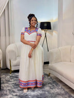 Cultural Habesha Kemis for Women purple ,   Tilet Eritrean & Ethiopian Traditional Dress
