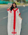 Cultural Habesha Fetil Kemis for Women ,  Red Tilet Eritrean & Ethiopian Traditional Dress