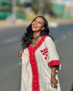 Cultural Habesha Fetil Kemis for Women ,  Red Tilet Eritrean & Ethiopian Traditional Dress