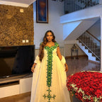 Cultural Habesha Fetil Kemis For Women, New green Tilet Eritrean & Ethiopian Traditional Dress