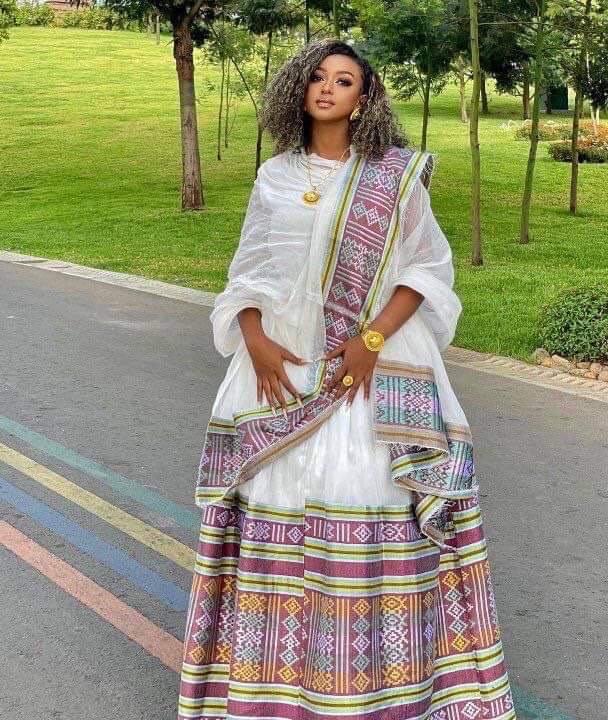 Handmade Lavender Habesha Kemis, Ethiopian and Eritrean Dress, handwoven cotton with elaborate embroidery