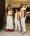 Family 3 Set Habesha Clothing, Red & Gold Tilet Eritrean and Ethiopian Traditional Attire, Custom Made