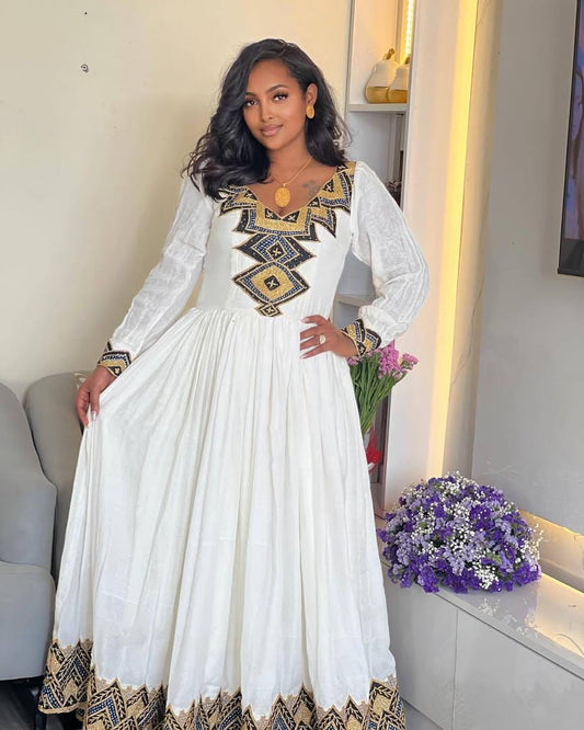 Cultural Habesha Kemis for Women, Gold and Black Tilet Eritrean & Ethiopian Traditional Dress, Custom Dress