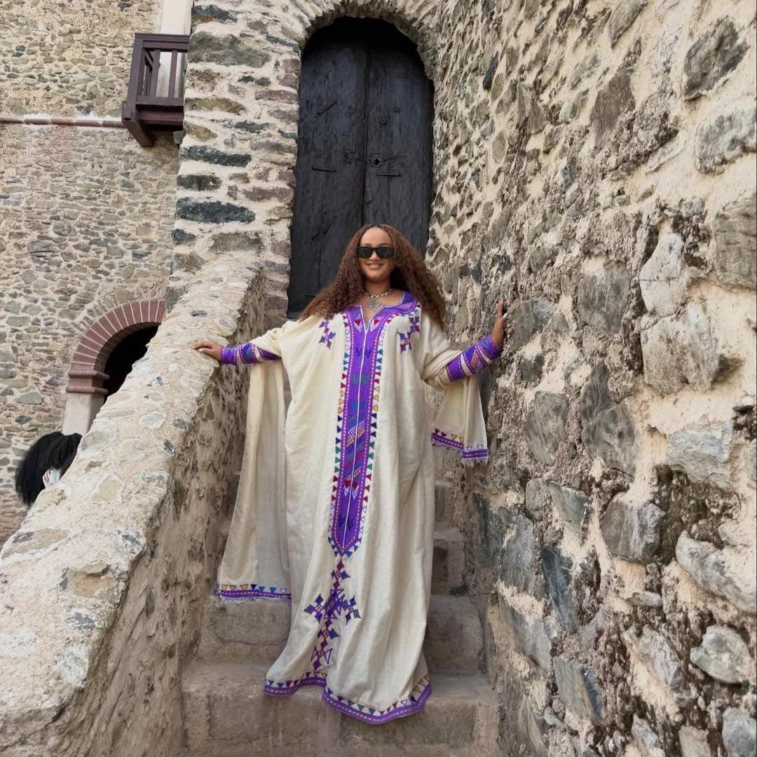 Cultural Habesha Fetil Kemis for Women, Purple Tilet Eritrean & Ethiopian Traditional Dress, Custom Made