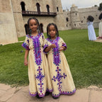 Cultural Habesha Fetil Kemis for Women, Purple Tilet Eritrean & Ethiopian Traditional Dress, Custom Made