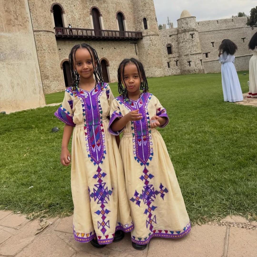 Cultural Habesha Fetil Kemis for Women, Purple Tilet Eritrean & Ethiopian Traditional Dress, Custom Made