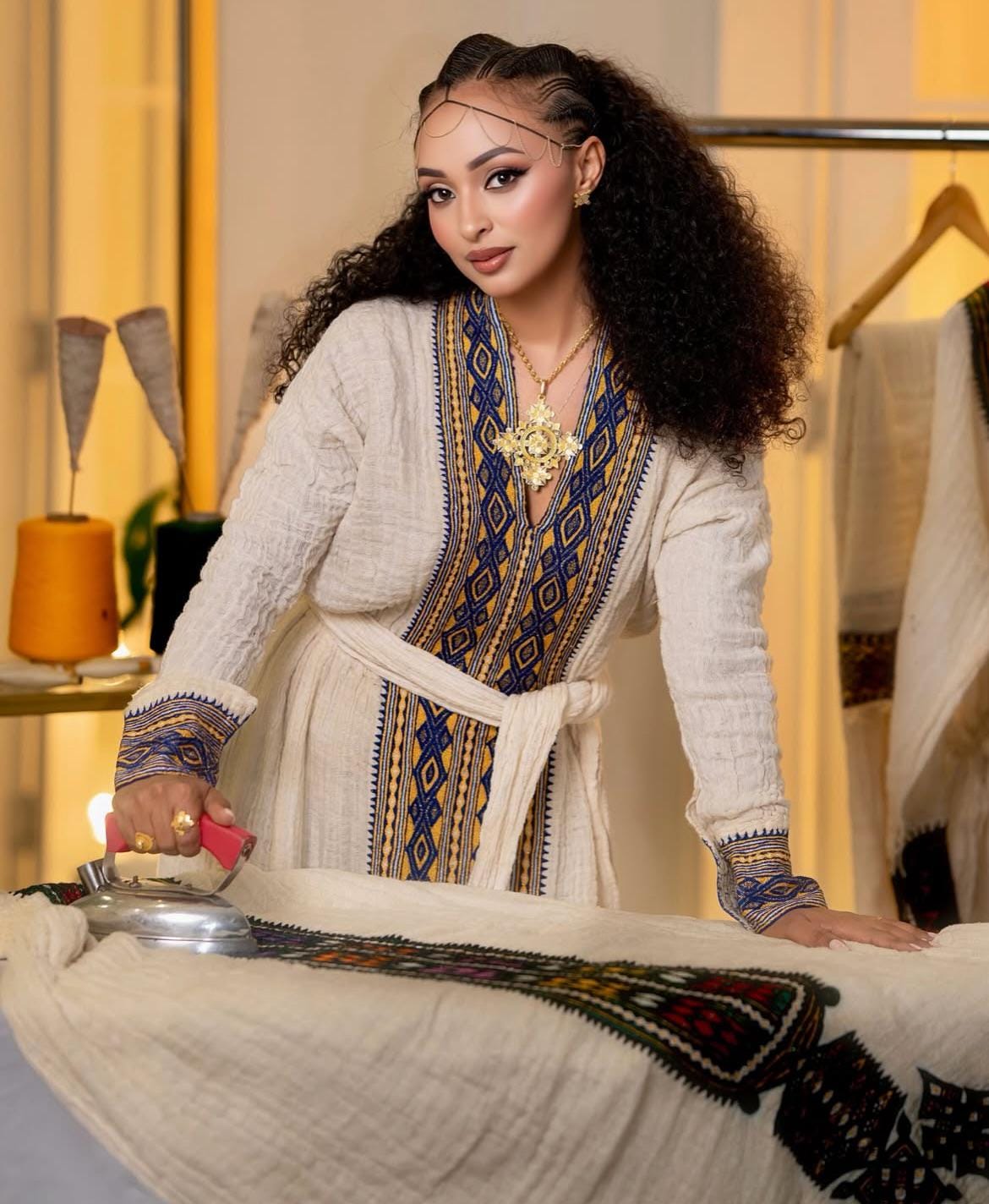 Cultural Habesha Axum fetil  Kemis For Women, New golden Tilet Eritrean & Ethiopian Traditional Dress
