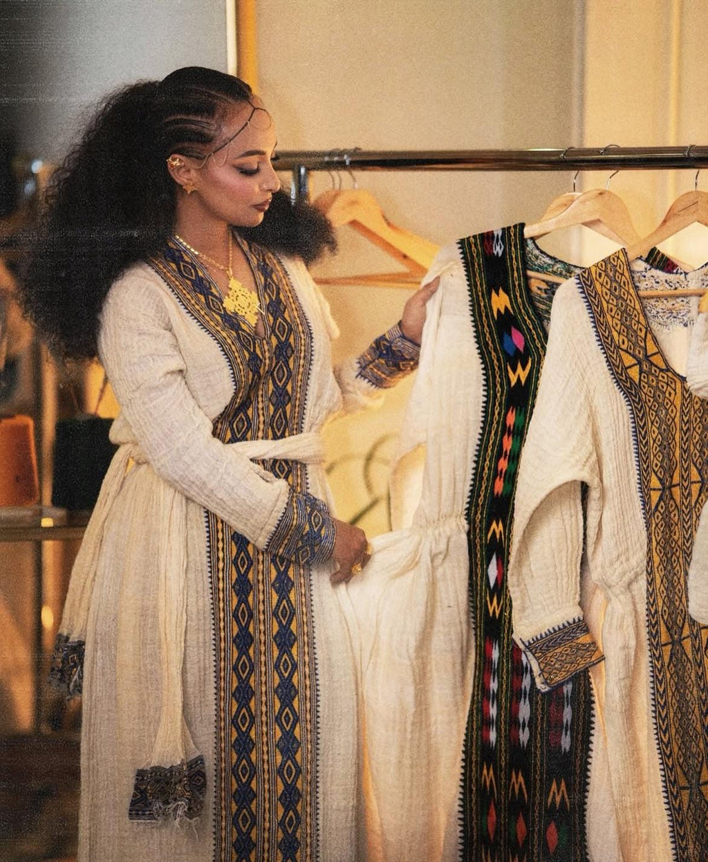 Cultural Habesha Axum fetil  Kemis For Women, New golden Tilet Eritrean & Ethiopian Traditional Dress