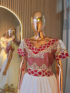 Cultural Habesha  Kemis For Women, New golden and red Tilet Eritrean & Ethiopian Traditional Dress