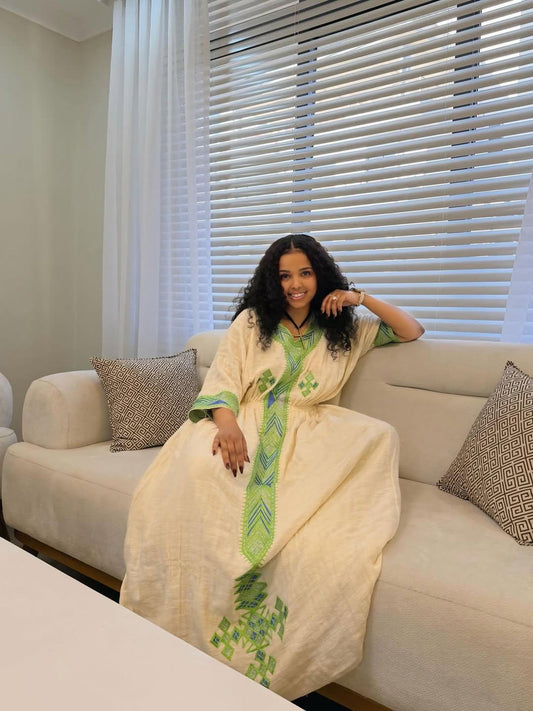 Cultural Habesha fetil Kemis For Women, New lemon  Tilet Eritrean & Ethiopian Traditional Habesha dress