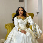 Cultural Habesha Fetil Kemis For Women, New dark green  Tilet Eritrean & Ethiopian Traditional Dress