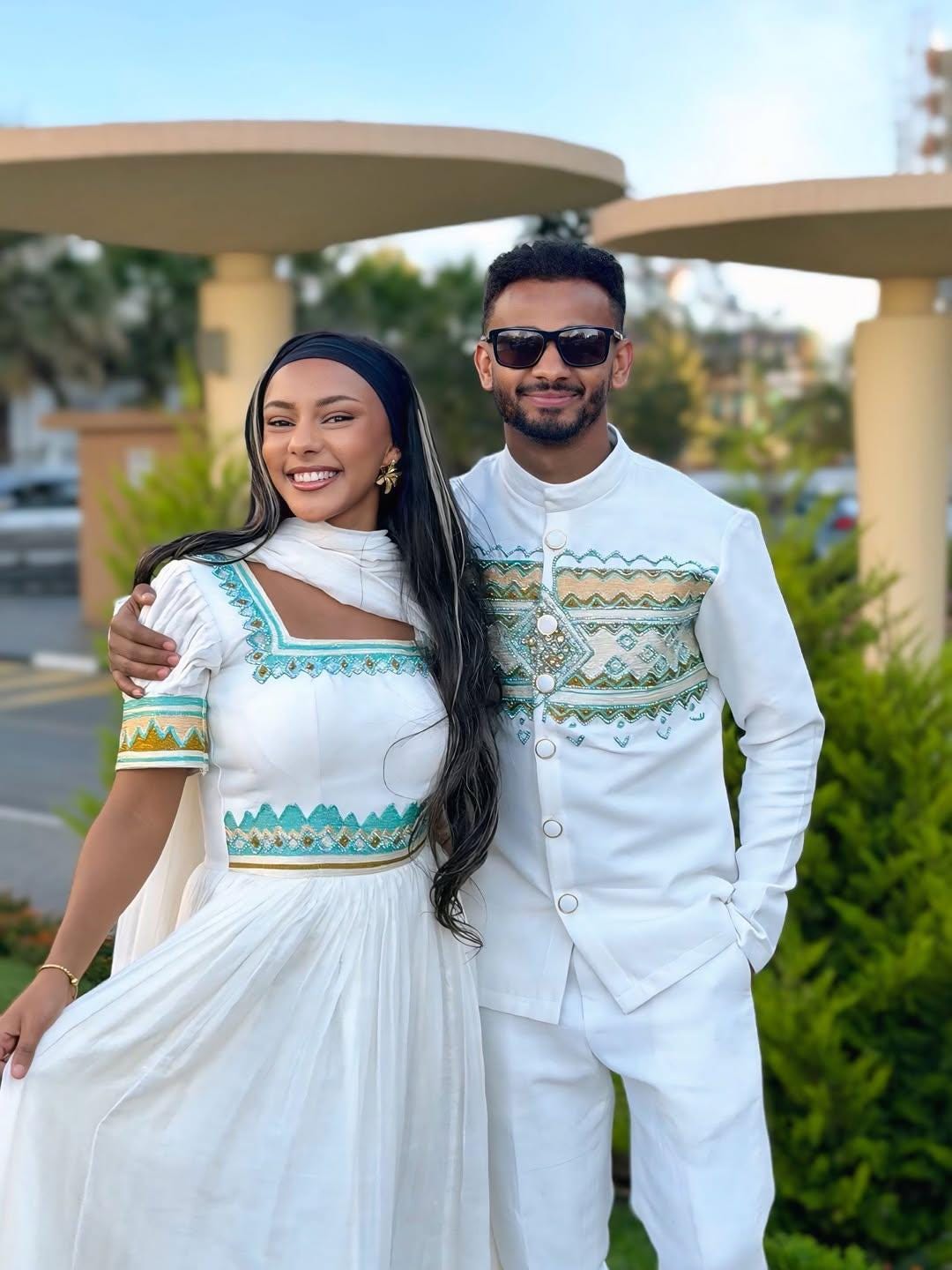Couple Habesha clothing,  Tilet, Eritrean and Ethiopian Traditional Wedding Attire, Custom Made Habesha Fashion