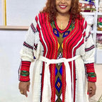 Cultural Fetil Habesha Kemis for Women, Red Tilf Eritrean & Ethiopian Traditional Dress