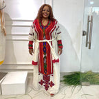 Cultural Fetil Habesha Kemis for Women, Red Tilf Eritrean & Ethiopian Traditional Dress