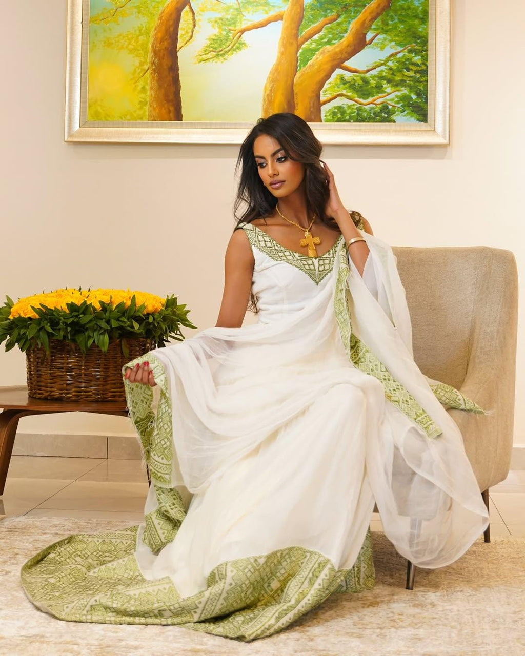 Cultural Habesha Kemis for Women lemon   Tilet Eritrean & Ethiopian Traditional Dress