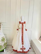 Couple Habesha clothing,New red Tilet Eritrean and Ethiopian Traditional Wedding Attire, Custom Made Habesha Fashion