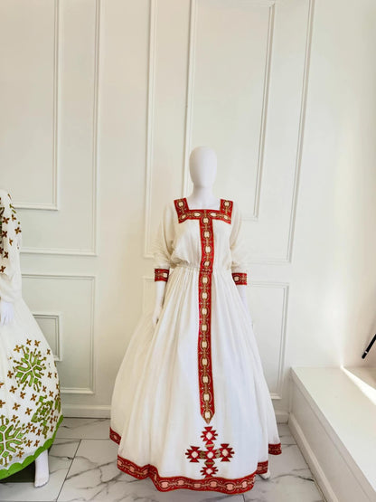 Couple Habesha clothing,New red Tilet Eritrean and Ethiopian Traditional Wedding Attire, Custom Made Habesha Fashion