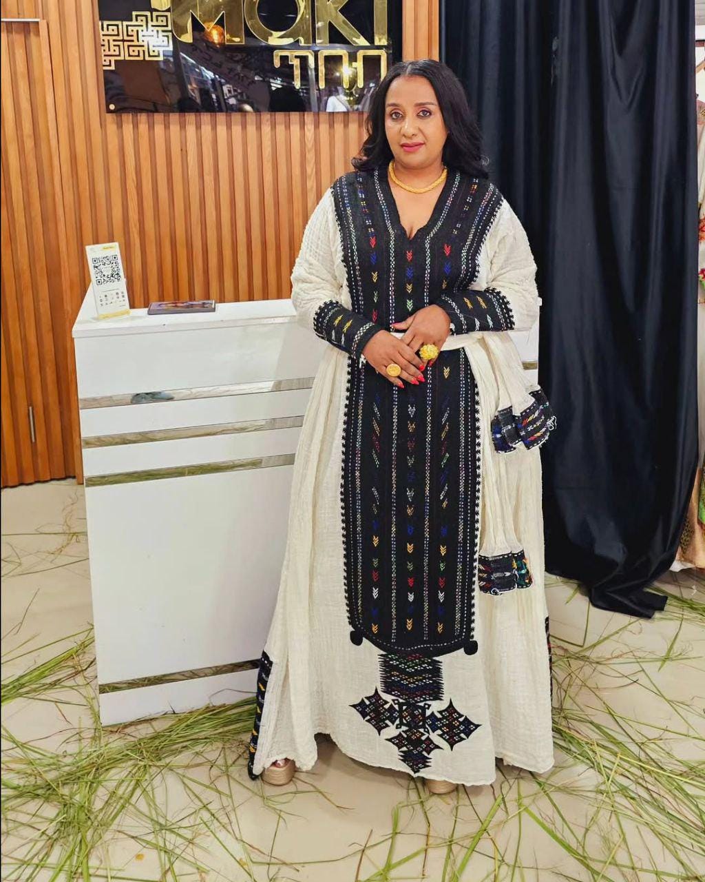 Cultural Habesha axum Fetil Kemis for Women,  Tilet Eritrean & Ethiopian Traditional Dress, Cotton Fabric Clothing