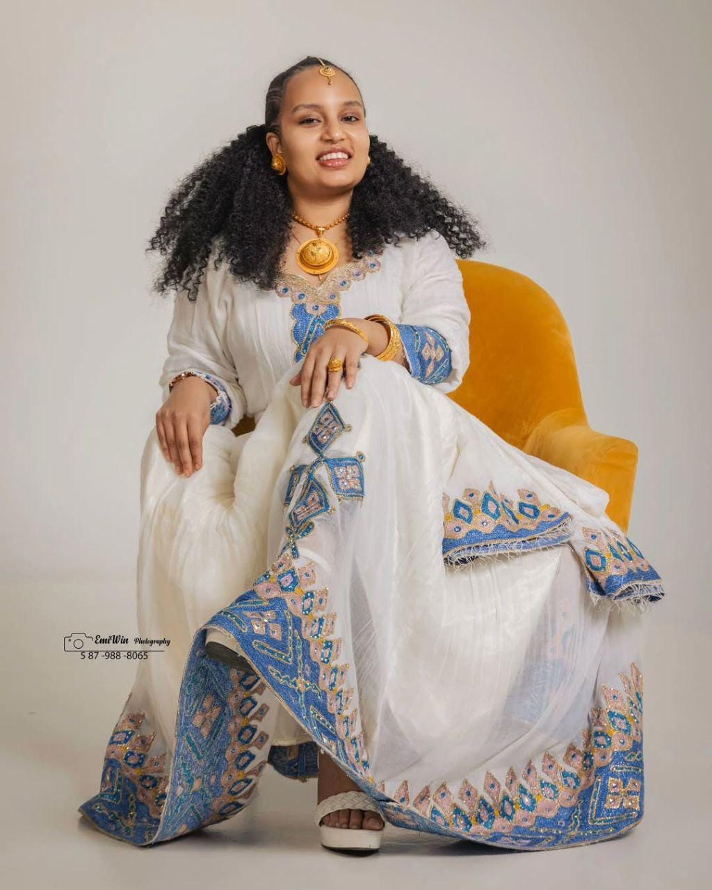 Habesha Kemis For Women, New Blue Tilet Eritrean & Ethiopian Traditional Dress, Handmade Cultural Wear
