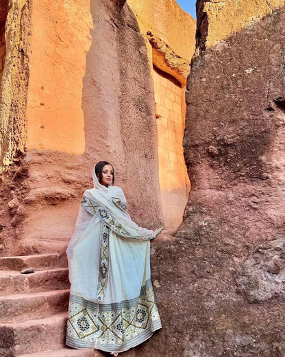 Cultural Habesha axun Fetil Kemis For Women, New golden Tilet  & Ethiopian Traditional Dress