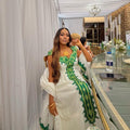 Cultural Habesha Fetil Kemis For Women, New green Tilet Eritrean & Ethiopian Traditional Dress