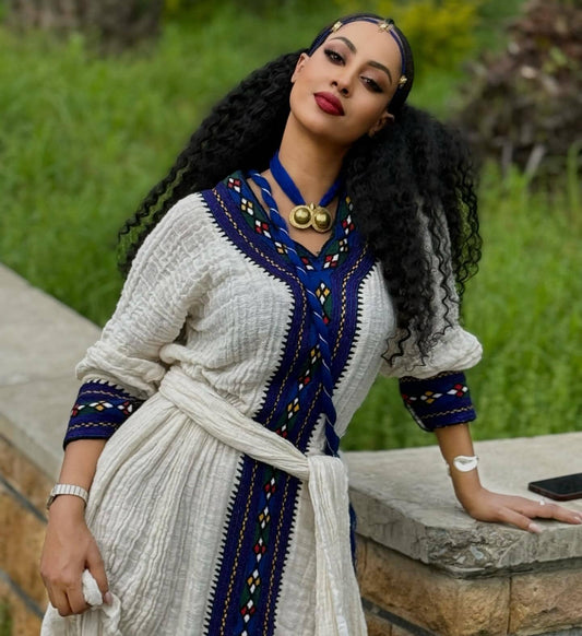 Axum Fetil Habesha Dress For Women, Ethiopian and Eritrean Traditional Kemis, Handwoven Cultural Wear