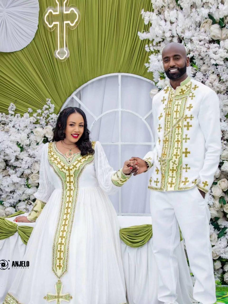Couple Habesha clothing,New lemon  Tilet Eritrean and Ethiopian Traditional Wedding Attire, Custom Made Habesha Fashion