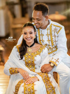 Cultural Habesha Fetil Kemis For Women, New golden Tilet Eritrean & Ethiopian Traditional Dress