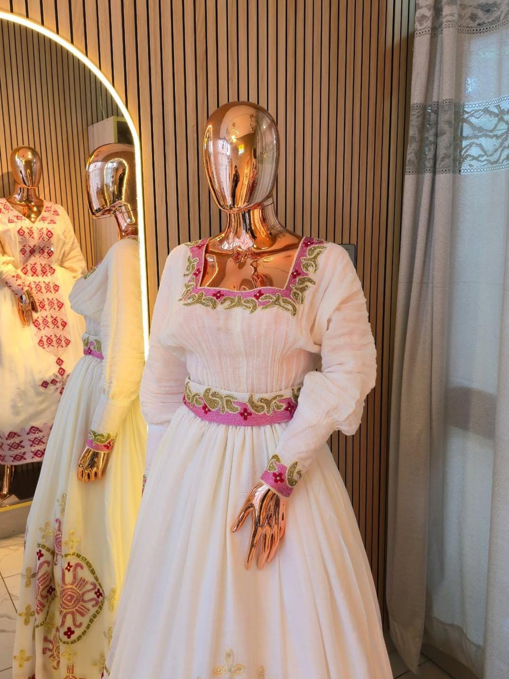 Cultural Habesha Kemis For Women, New pink  Tilet Eritrean & Ethiopian Traditional Dress