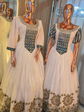 Cultural Habesha Kemis For Women, New blue Tilet Eritrean & Ethiopian Traditional Dress