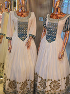 Cultural Habesha Kemis For Women, New blue Tilet Eritrean & Ethiopian Traditional Dress
