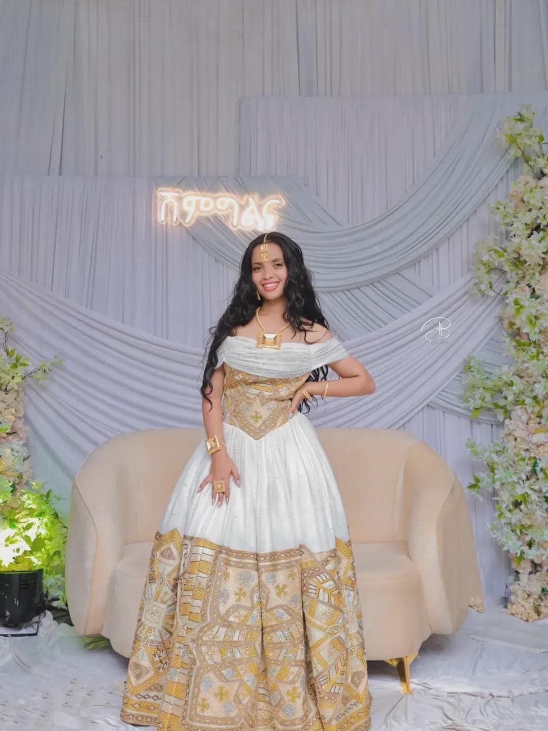 Cultural Habesha  Kemis For Women, New golden Tilet Eritrean & Ethiopian Traditional Habesha dress