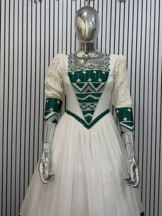 Couple Habesha clothing,New green   Tilet Eritrean and Ethiopian Traditional Wedding Attire, Custom Made Habesha Fashion