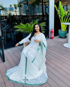 Cultural Habesha Kemis For Women, New light green Tilet Eritrean & Ethiopian Traditional Dress