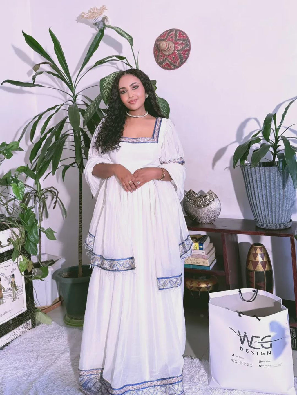 Cultural Habesha Fetil Kemis For Women, New blue  Tilet Eritrean & Ethiopian Traditional Dress