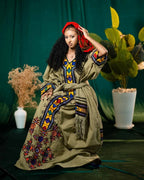 Ethiopian Wollo Raya Traditional Dress, Cultural Habesha Kemis