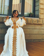 Cultural Habesha Fetil Kemis for Women , Golden Tilet Eritrean & Ethiopian Traditional Dress, Custom Made