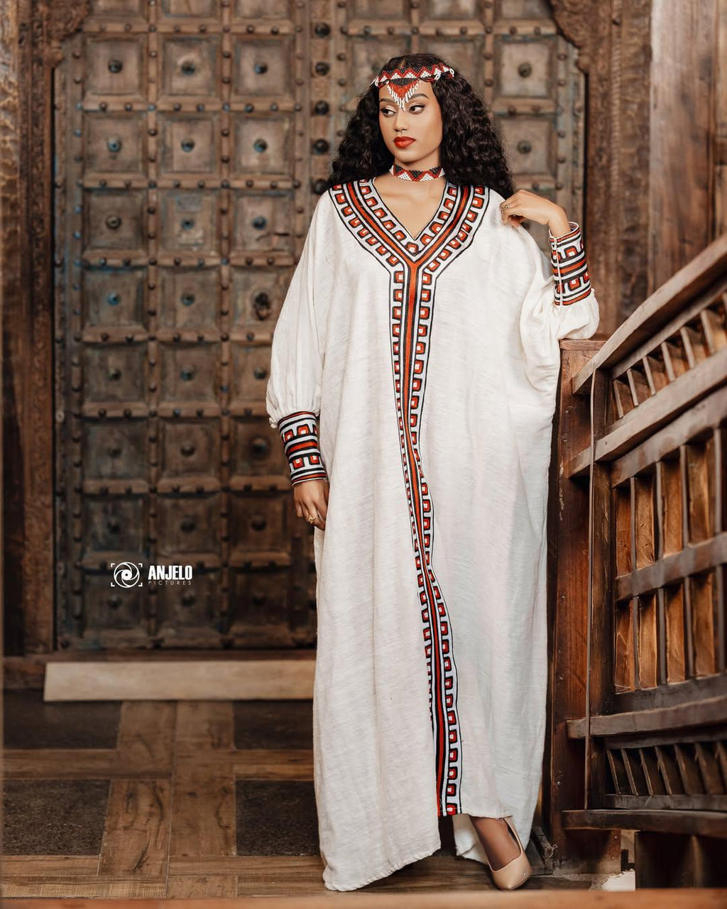 Cultural Habesha  Kemis For Women, New black  and red Tilet Eritrean & Ethiopian Traditional Dress
